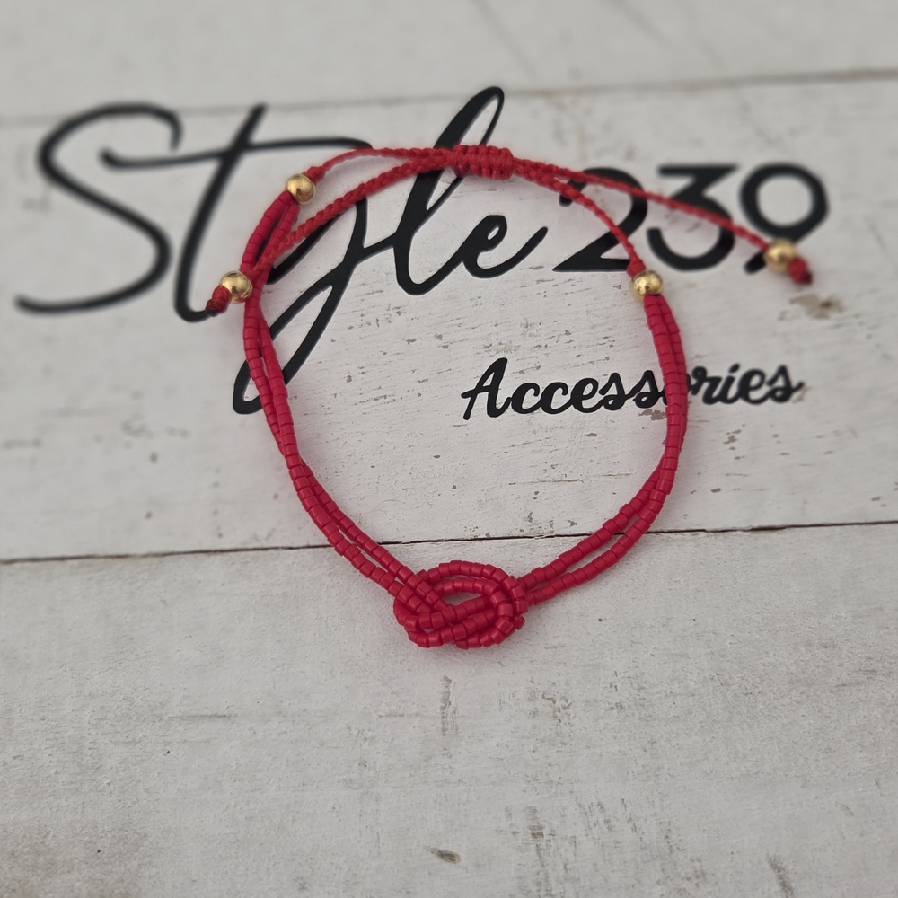 Miyuki Red Knot Adjustable Bracelet